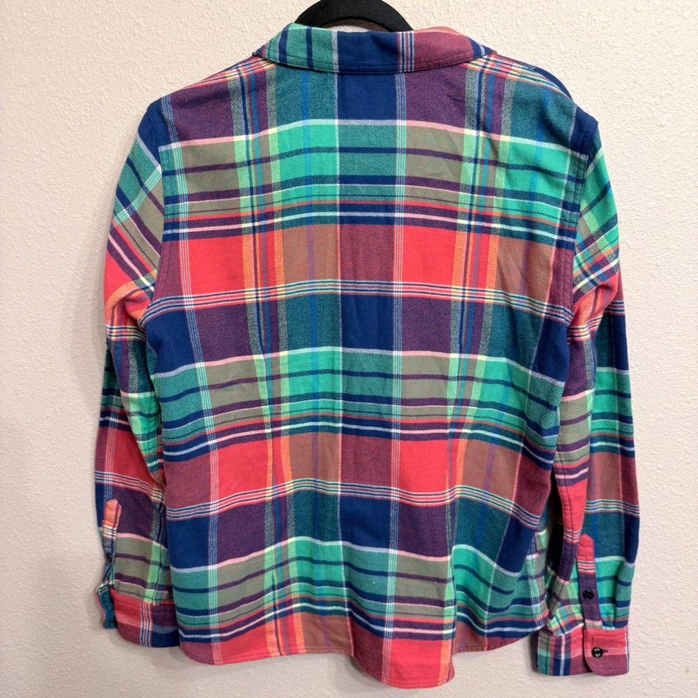 Chaps Plaid Flannel Full Zip Shirt Jacket Womens Large Red Blue Green - Picture 2 of 7
